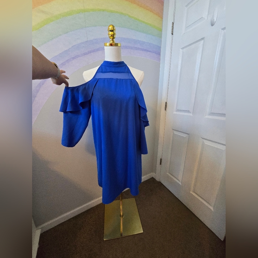 Karlie | Royal Blue | Cold Shoulder Dress | Large - Picture 2 of 6